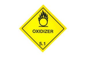 CODE 125 - Class 5.1 (Oxidising Agent) Hazard Labels (100mm x 100mm)