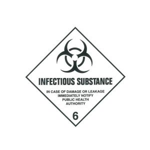 CODE 295 - Class 6.2 (Infectious Substance) Hazard Labels (250mm x 250mm)