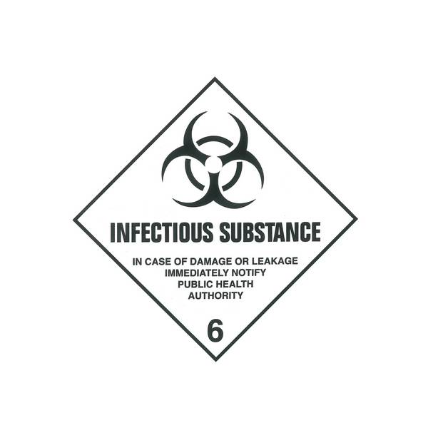 CODE 295 - Class 6.2 (Infectious Substance) Hazard Labels (250mm x 250mm)