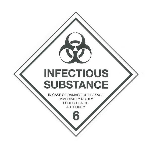 CODE 452 - Class 6.2 (Infectious Substance) Hazard Labels (50mm x 50mm)