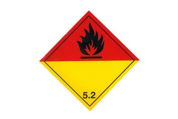 CODE 200 - Class 5.2 (Organic Peroxide) Hazard Labels (250mm x 250mm)