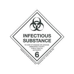 CODE 168 - Class 6.2 (Infectious Substance) Hazard Labels (100mm x 100mm)