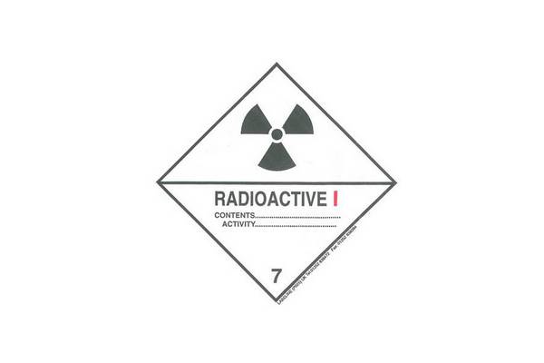 CODE 0173/A - Class 7, Category 1 (Radioactive) Hazard Labels (100mm x 100mm)